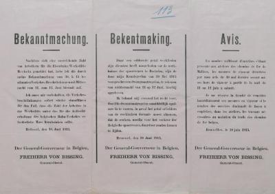 Bekanntmachung - Bekentmaking - Avis 10 juni 1915