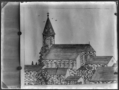 Tekening van een onbekende kerk