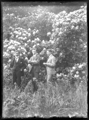 Drie mannen met hond